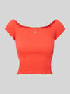 Tommy Jeans Slim Fit Crop Top mit gesmokten Einsätzen Koralle