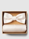 Prince Bowtie Fliege und Einstecktuch im Set aus reiner Seide Weiss