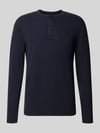 Superdry Longsleeve mit Strukturmuster und Knopfleiste Marine