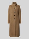Milo Coats Regular fit lange jas met opstaande kraag model 'NADA' Taupe