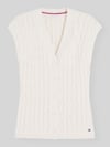 Tommy Hilfiger Regular Fit Strickweste aus reiner Baumwolle Ecru