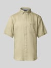 Fynch-Hatton Regular Fit Leinenhemd mit Button-Down-Kragen Hellgruen