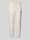 Sergio Tacchini Straight Fit Stoffhose mit Logo-Stitching Modell 'Nayla' Offwhite