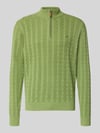 Fynch-Hatton Regular Fit Troyer aus reiner Baumwolle Hellgruen