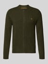 MCNEAL Regular Fit Strickjacke aus reiner Wolle mit Logo-Stickerei Khaki Melange