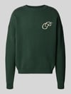 PROHIBITED Relaxed Fit Strickpullover aus reiner Baumwolle Dunkelgruen
