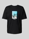 REVIEW Regular Fit T-Shirt aus Baumwoll-Viskose-Mix Black