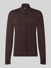 MCNEAL Slim Fit Strickjacke aus Viskose-Mix mit Stehkragen Schlamm Melange