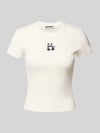 REVIEW T-Shirt mit Motiv-Stitching und Rundhalsausschnitt Weiss