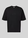 REVIEW T-Shirt mit Label-Stitching und Rundhalsausschnitt Black
