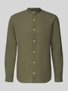 JACK & JONES Freizeithemd mit Leinen-Anteil Modell 'BREEZE' Oliv