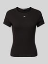 Tommy Jeans T-shirt o kroju slim fit z wyhaftowanym logo Czarny