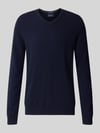 Christian Berg Men Gebreide pullover van kasjmier met v-hals Marineblauw