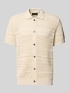JACK & JONES Premium Modern Fit Freizeithemd in Strick-Optik mit Knopfleiste Beige
