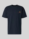 Carhartt Work In Progress T-shirt met Labelstitching en Ronde hals Donkerblauw