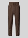 Matinique Straight Fit Leinenhose mit elastischem Bund Modell 'Barton' Dunkelbraun