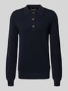 Casual Friday Sweter z dzianiny z kołnierzykiem polo model ‘ABEL’ Ciemnoniebieski