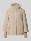 s.Oliver BLACK LABEL Regular Teddy- / Webpelzjacke mit Stehkragen Beige