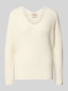 MOS MOSH Gebreide pullover van wolmix met v-hals model 'THORA' Beige