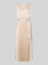 COMMA Midikleid mit Plisseefalten und Bindegürtel Sand