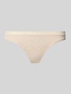Jake*s Casual String aus Modal-Mix mit Spitzenbesatz Ecru Melange