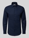 s.Oliver BLACK LABEL Shaped Fit Businesshemd aus Baumwoll-Stretch Marine