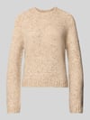 VERO MODA Regular Fit Strickpullover mit Woll-Anteil Modell 'INGRID' Sand Melange