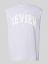 REVIEW Tanktop mit Logo-Print Hellgrau Melange