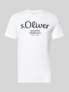 s.Oliver RED LABEL krój regular fit t-shirt z czystej bawełny model 'BASIC TEE BIG LOGO' Biały