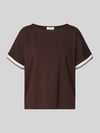 OPUS T-shirt van viscosemix met ronde hals model 'Giprep' Donkerbruin