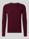 Christian Berg Men Kaschmirpullover mit gerippten Abschlüssen Bordeaux Melange