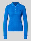 Polo Ralph Lauren Sweter z dzianiny ze ściegiem warkoczowym i kołnierzykiem polo Królewski niebieski