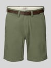 JACK & JONES Straight Fit Shorts mit abnehmbarem Gürtel Modell 'Adam' Oliv