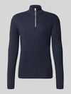 JACK & JONES Strickpullover mit Troyer-Kragen Modell 'PANNEL' Marine