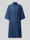 0039 Italy Linnen jurk van puur linnen model 'Derby' Marineblauw