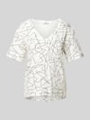 Esprit T-Shirt mit grafischem Muster und V-Ausschnitt Offwhite