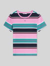 Tommy Jeans Slim Fit T-Shirt aus Baumwoll-Mix in Rippstrick Pink