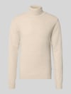 Casual Friday sweter z golfem o kroju slim fit z mieszanka wełny model 'Karl' Złamany biały