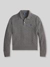 Polo Ralph Lauren Regular Fit Poloshirt aus Woll-Mix mit Kaschmir-Anteil Mittelgrau
