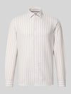 Jake*s Slim Fit Business-Hemd aus Leinen-Mix mit Kentkragen Beige
