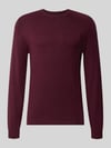 MCNEAL Strickpullover mit geripptem Rundhalsausschnitt Dunkelrot Melange