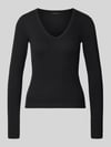 VERO MODA Slim Fit Langarmshirt aus Baumwoll-Mix Modell 'CHLOE' Black