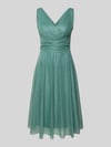 TROYDEN COLLECTION Knielanges Cocktailkleid mit V-Ausschnitt Petrol