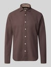 FIL NOIR Regular Fit Business-Hemd aus Leinen-Baumwoll-Mix Modell 'ROMA' Dunkelbraun