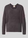 MOS MOSH Gebreide pullover van wolmix met v-hals model 'THORA' Donkerbruin