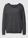 VERO MODA Strickpullover mit Strukturmuster Modell 'CREWLEFILE' Mittelgrau