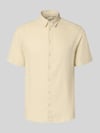 Blend Slim Fit Leinenhemd mit Viskose-Anteil Modell 'Bobby' Sand