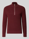 Marc O'Polo DENIM Pullover mit Reißverschlusskragen Bordeaux
