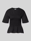 Jake*s Casual T-Shirt mit Smok-Details und Rundhalsausschnitt Black