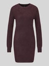 VERO MODA Tailliertes Strickkleid mit Rundhalsausschnitt Modell 'DOFFY' Dunkelrot